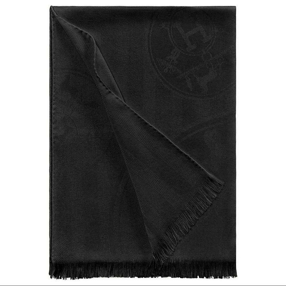 Hermès black  Libris Stole Shawl